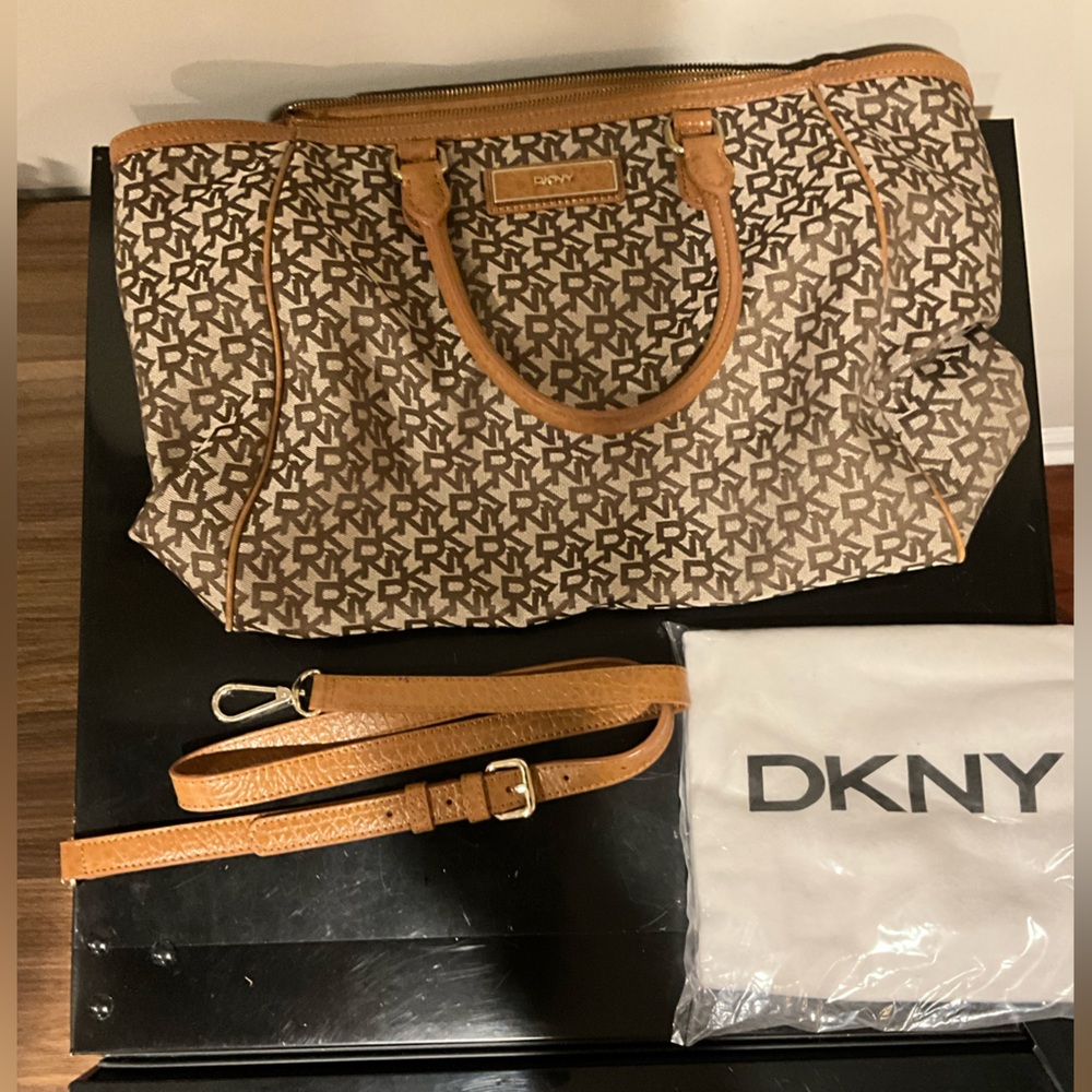 DKNY Brown Monogram Tote Bag
